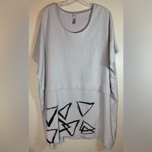 MATTI MAMANE Contemporary Grey Short Sleeve Tunic Dress Size 1 Cotton Blend 0069